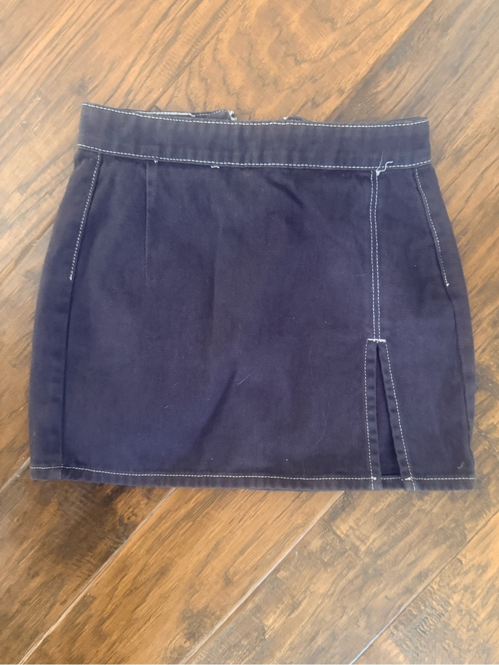 REVOLVE Lioness stonewashed black Mini Skirt with White Topstitch